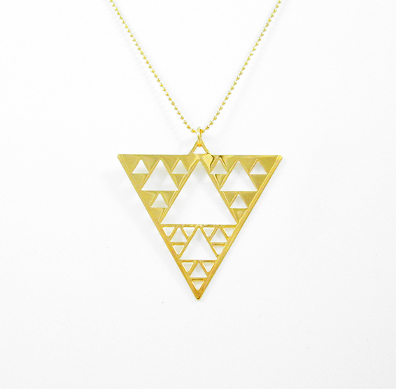 Hammered Geometric Triangle Gold Toned Statement Necklace